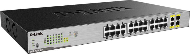 Šakotuvas D-Link | Jungiklis | DGS-1026MP | Nevaldomas | Montuojamas ant stovo | Gigabit Ethernet (vario) jungtys kiekis 24 | SFP jungtys kiekis 2 | PoE/Poe+ jungtys kiekis 24 | Maitinimo tipas Vienvietis | 24 mėn.