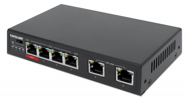 Šakotuvas Intellinet 561686 Switch Fast Ethernet 6x RJ45 w tym 3xPoE ir 1x High-Power PoE