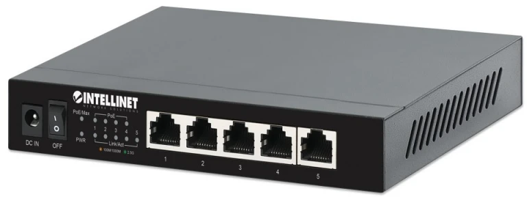 Šakotuvas Intellinet 561921 jungiklis 2.5G, 10/100/1000/2500, 5x RJ45 PoE+ 55W
