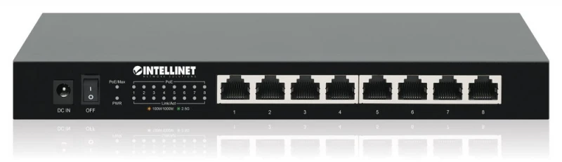 Šakotuvas „Intellinet 561938“ komutatorius 2.5G, 10/100/1000/2500, 8x RJ45 PoE+ 100W