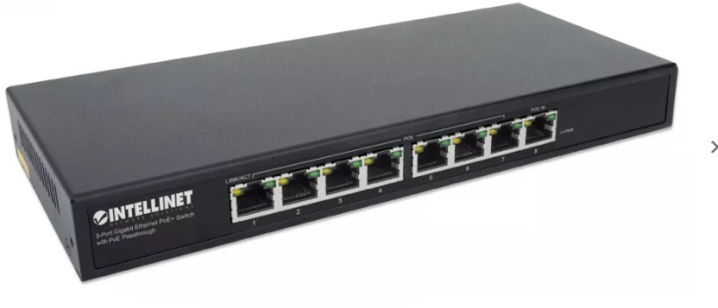 Šakotuvas Intellinet 561679 jungiklis GIGABIT 8x RJ45 PoE+ 85W, maitinimas per PoE