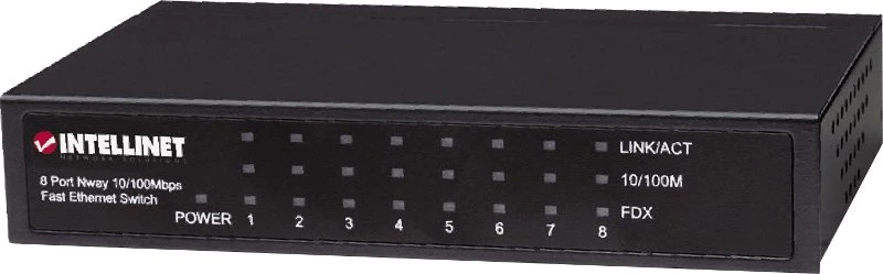 Šakotuvas „Intellinet 523318“ komutatorius 8x RJ45 10/100Mbps, metalinis, su jungtimi