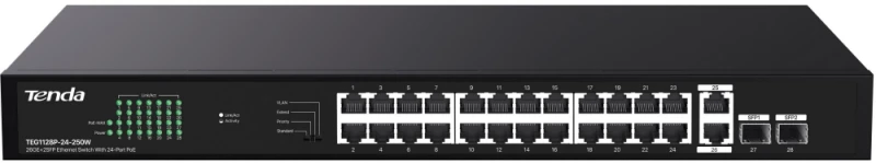 Tenda TEG1128P-24-250W tinklo komutatorius Nevaldomas gigabito Ethernet (10/100/1000) Maitinimas per Ethernet (PoE)