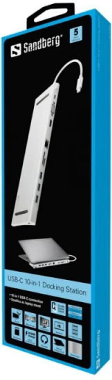 Sandberg USB-C 10-in-1 prijungimo stotis