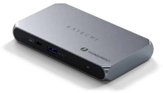 Satechi Thunderbolt 4 Slim Hub Pro | Prievadas DC 20V | 1x USB 3.2 Gen. 2 | 1x TB4 prieš srovę 96 W PD | 3x TB 4 (space pilka)