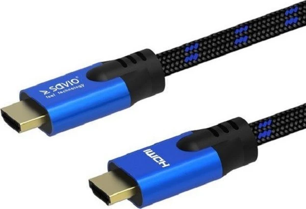 Savio HDMI laidas su mėlynais korpusais