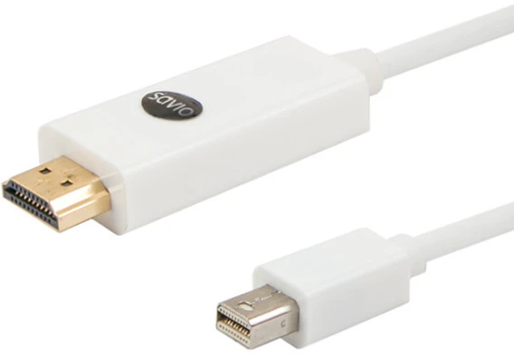 Savio cl-83 laidas (mini displayport m - hdmi m; 1,8m; balta spalva)