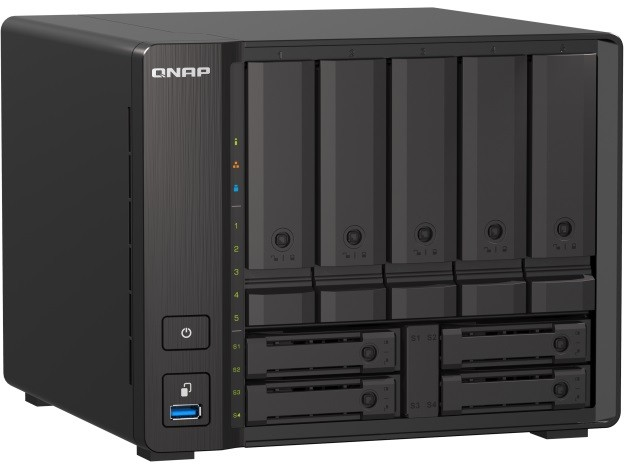 Serveris QNAP | 9 lizdų „QuTS hero NAS“ | TS-H973AX-8G | Iki 9 HDD/SSD su karšto keitimo funkcija | AMD Ryzen | Ryzen V1500B keturių branduolių | Procesoriaus dažnis 2,2 GHz | 8 GB | DDR4