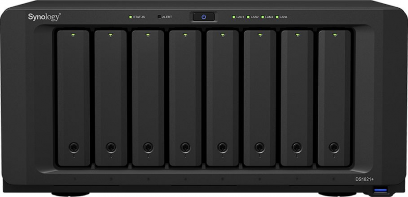 Serveris Synology Sinologija | Bokštas NAS | DS1821+ | Iki 8 HDD/SSD Hot-Swap | AMD Ryzen | „Ryzen V1500B Quad Core“ | Procesoriaus dažnis 2,2 GHz | 4 GB | DDR4