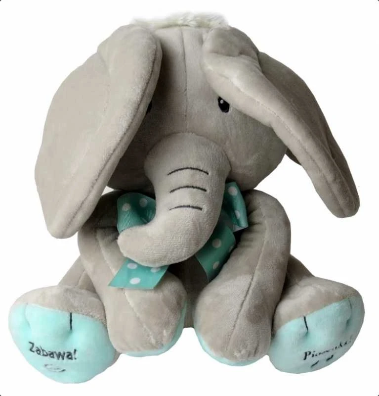 Maskotka Interaktyvus dramblio formos žaislas-žvilgsnis, smėlio ir mėtinės spalvos, 24 cm