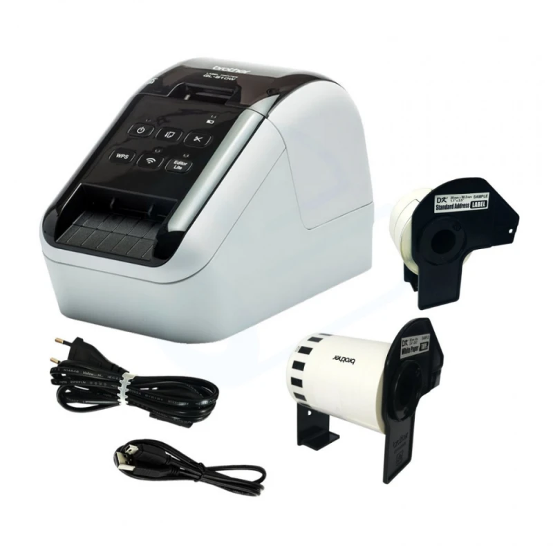 BROTHER etikečių spausdintuvas QL-810W - 62mm, terminis spausdinimas, USB WIFI Profi etikečių spausdintuvas / papildomai įsigijus DK-22251 print red /
