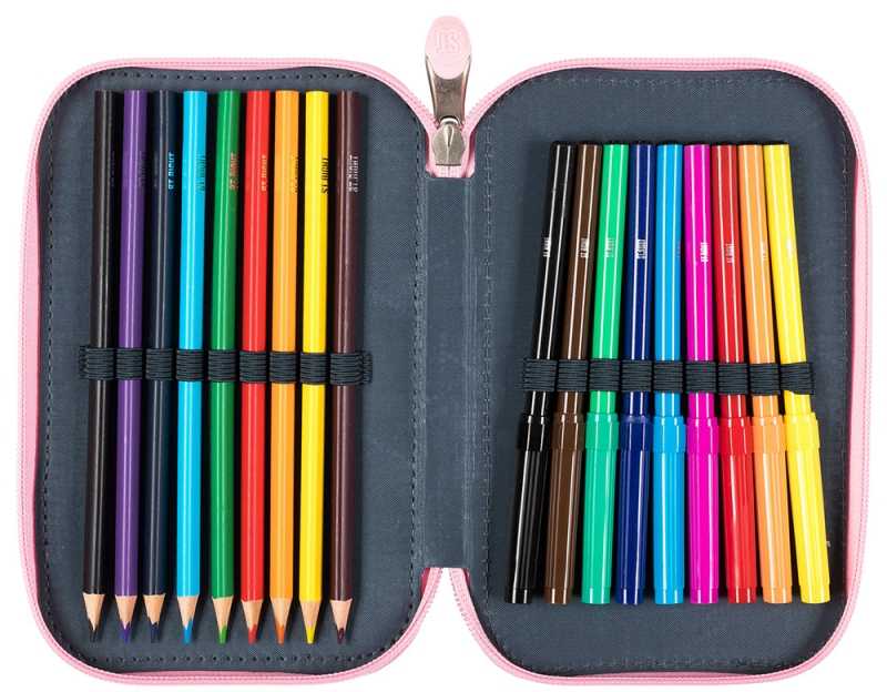 ST.RIGHT Pieštukas Case with Equipment Double Pencils Markers Pilkas Panda PC04 5326 Krepšys su įrangos dvigubai pieštukai žymekliai Pilka Panda PC04 5326