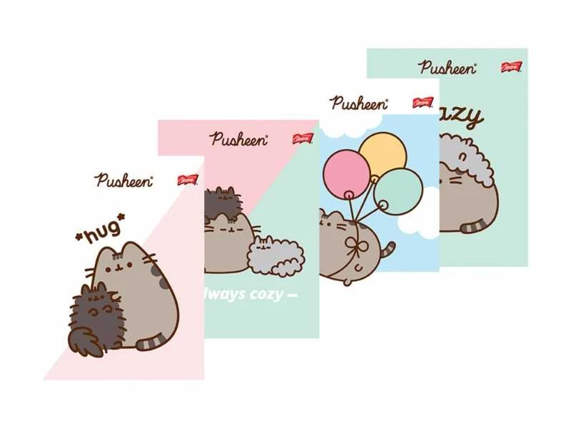 Pusheen užrašų knygelės, 4 vnt. asortimentas