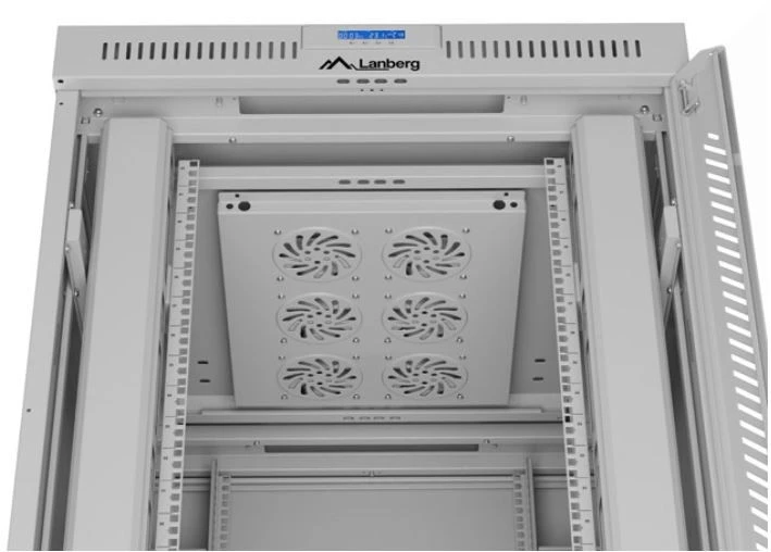 LANBERG laisvai pastatoma stelažinė spintelė 19/42U 800x1000 stiklinių durelių LCD plokščias komplektas pilkas V2