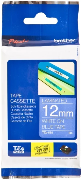 Brother | TZe-535 Laminated tape | Baltas on Mėlyna | TZe | 8 m | 1.2 cm