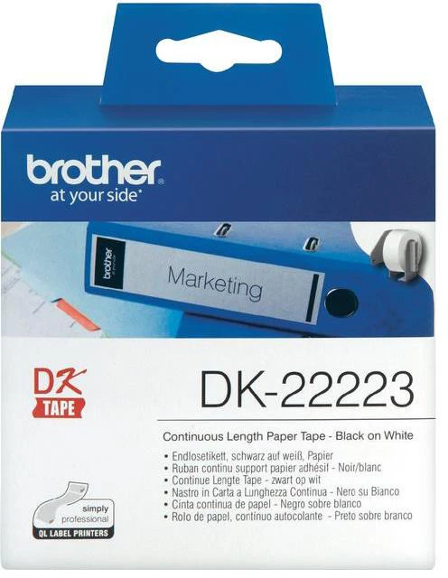 Brother Brolis | DK-22223 ištisinio ilgio popierinė etiketė | Baltas | DK | 50 mm | 30,48 m