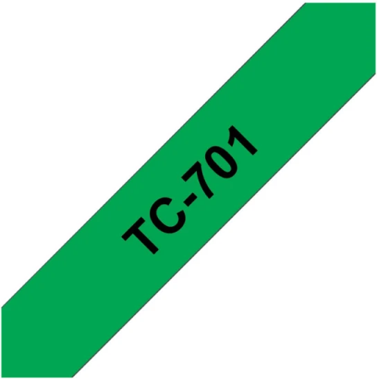 Brother TC-701 etikečių juostelė Juoda ant žalios