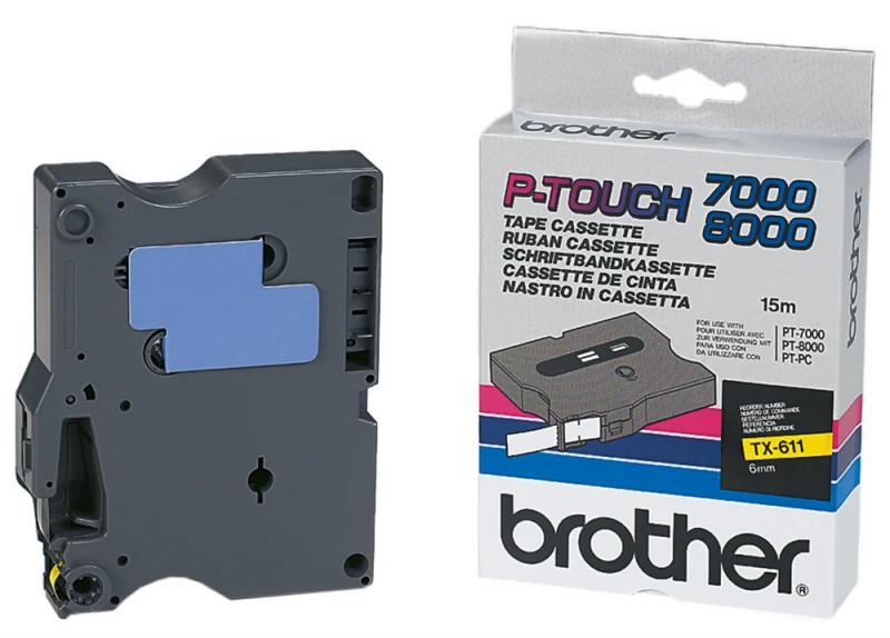 Brother Juosta Brother 6mm juodai geltona