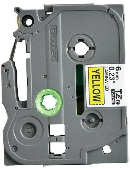 Brother | TZe-611 Laminated Tape | Juodas on Geltona | TZe | 8 m | 6 cm