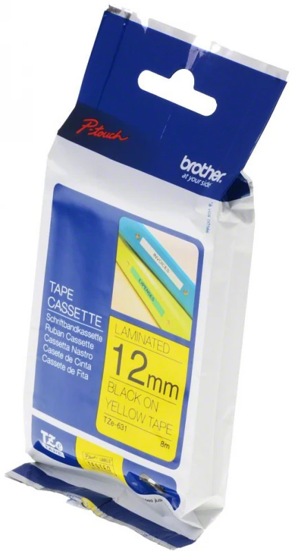 Brother | TZe-631 Laminated Tape | Juodas on Geltona | TZe | 8 m | 1.2 cm