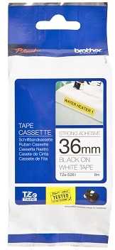 Brother TZe-S261 Strong Adhesive Laminated Tape Juodas on Baltas, TZe, 8 m, 3.6 cm