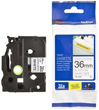 Brother TZe-S261 Strong Adhesive Laminated Tape Juodas on Baltas, TZe, 8 m, 3.6 cm
