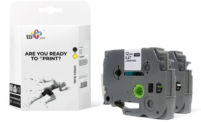 Tb Print TB spausdinimo juosta TBTB-TZE631 Brother juoda ant geltonos spalvos 12x8mm 2 vnt.