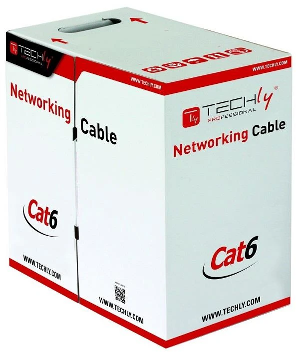 TECHLY 305540 TechlyPro UTP Cat6 masinis kabelis 4x2 kietas 100 varinis 305m dėžė pilka