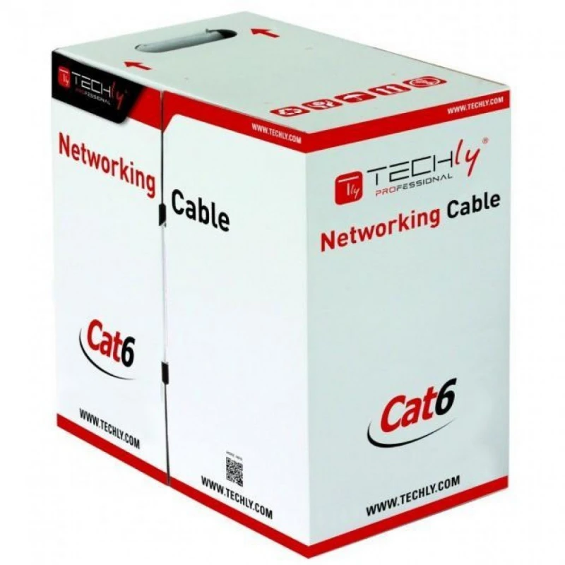 TECHLY Cable U/UTP 4 poros Cat.6 varinis 305m LSZH Roll Solid Pilkas