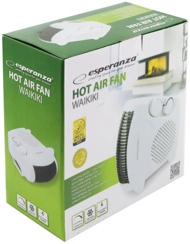 Heater fan Esperanza Waikiki EHH004 (2000W, 3 heating levels, baltos spalvos)