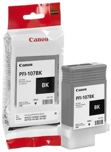 Rašalas Canon PFI107BK juodas | 130ml | iPF68X, 78X