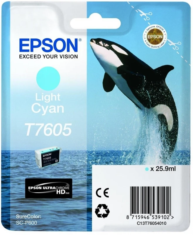 Epson T7605 | Rašalo kasetė | Šviesiai žalsvai mėlyna
