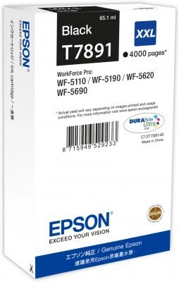 Rašalas Epson Juodas T7891 | 65 ml | WF-5110DW/WF-5190DW/WF-5620DWF/WF-5690DWF