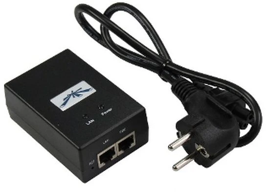 UBIQUITI POE-24-24W Ubiquiti PoE-24 pasyvus PoE adapteris EU, 24V 1A, įžeminimas / ESD apsauga, 24W