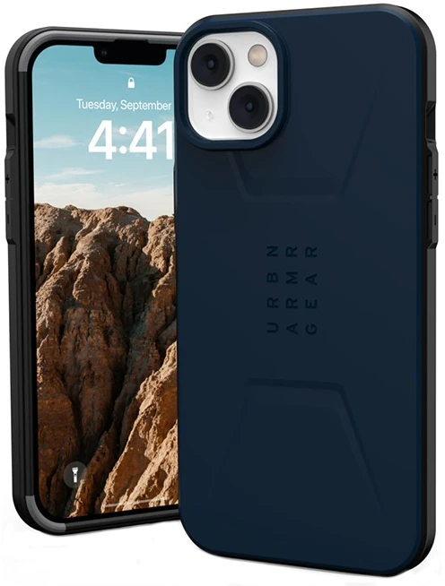 UAG Urban Armor Gear dėklas CIVILIAN, suderinamas su „MagSafe“, skirtas IPHONE 14 Plus, tamsiai mėlynas