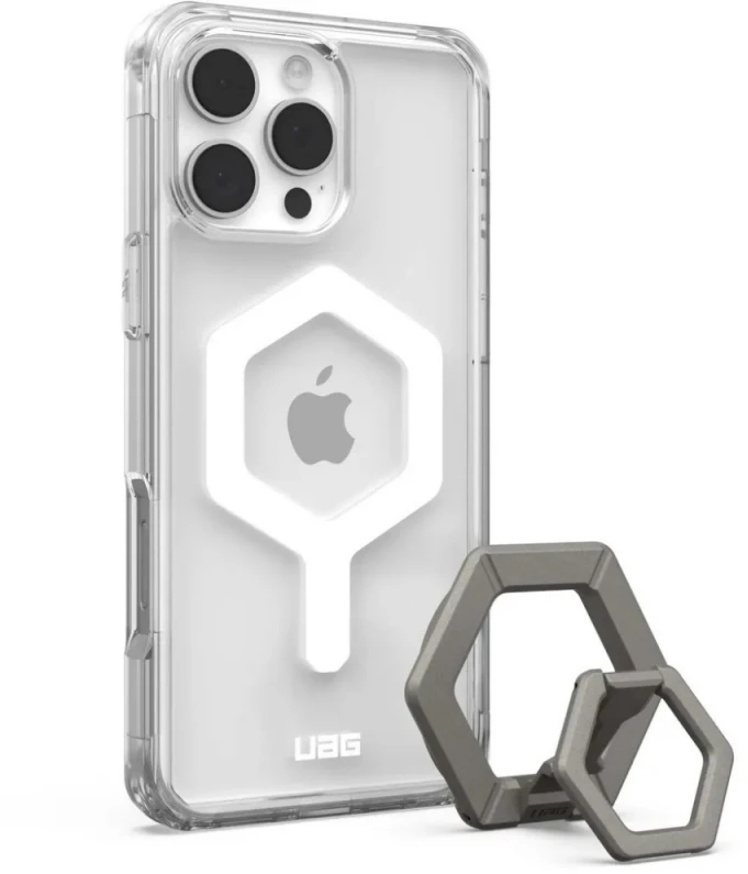 UAG Urban Armor Gear dėklas PLYO, suderinamas su MagSafe ir magnetiniu žiediniu stovu, skirtas IPHONE 16 Pro Max ledo baltas / titanas