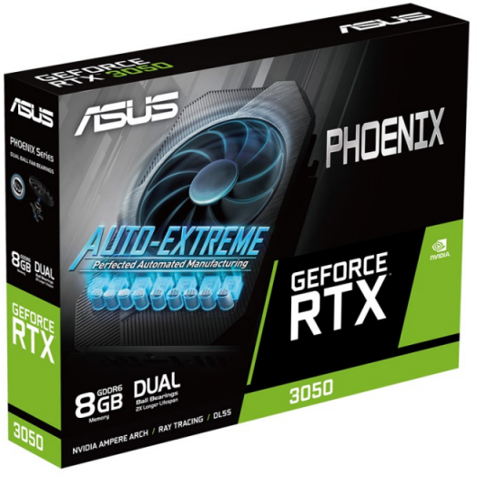Vaizdo plokštė ASUS Phoenix NVIDIA GeForce RTX 3050 8 GB, GDDR6, PH-RTX3050-8G-V2