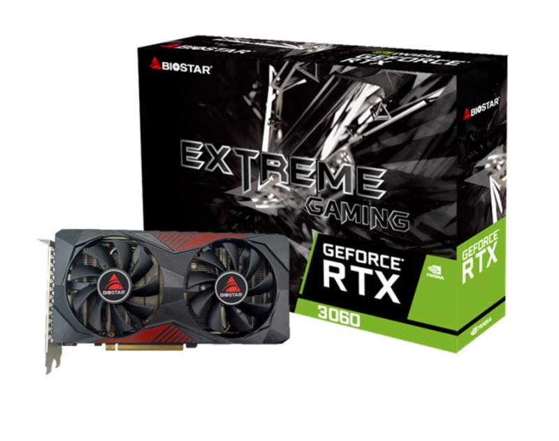 Grafikos plokštė|BIOSTAR|NVIDIA GeForce RTX 3060|12 GB|GDDR6|192 bit|PCIE 4.0 16x|GPU 1320 MHz|Dual Slot Fansink|1xHDMI|3xD