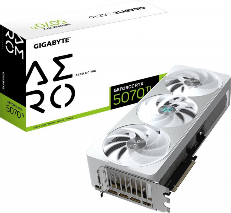 Vaizdo plokštė GIGABYTE GeForce RTX 5070 Ti AERO OC 16G Grafikos plokštė - 16GB GDDR7, 256bit, PCI-E 5.0, 2588 MHz Core Clock, 3 x DP 2.1a, 1 x HDMI 2.1b, NVIDIA DLSS 4, GV-N507TAERO OC-16GD