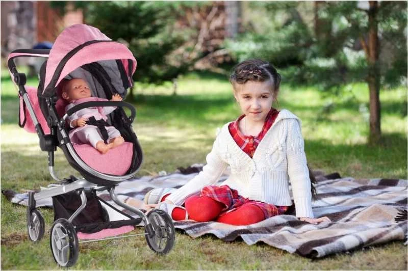 Malplay Vežimėlis lėlei su tyliais ir nebraižančiais ratais Princesė 2 in1