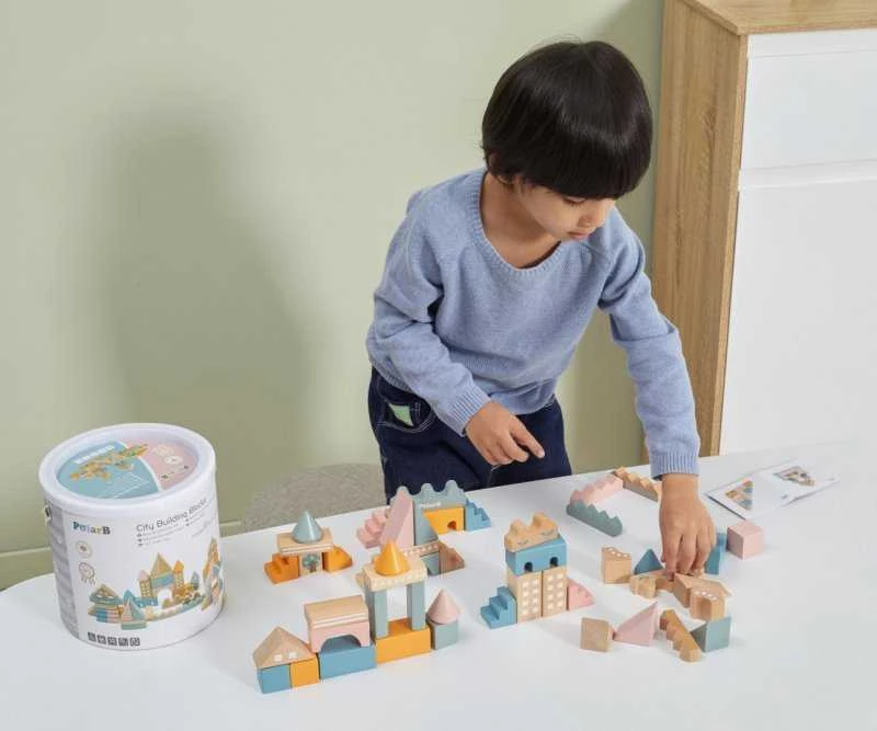 „Viga Polarb“ mediniai blokai Miesto blokai 50 Montessori elementų
