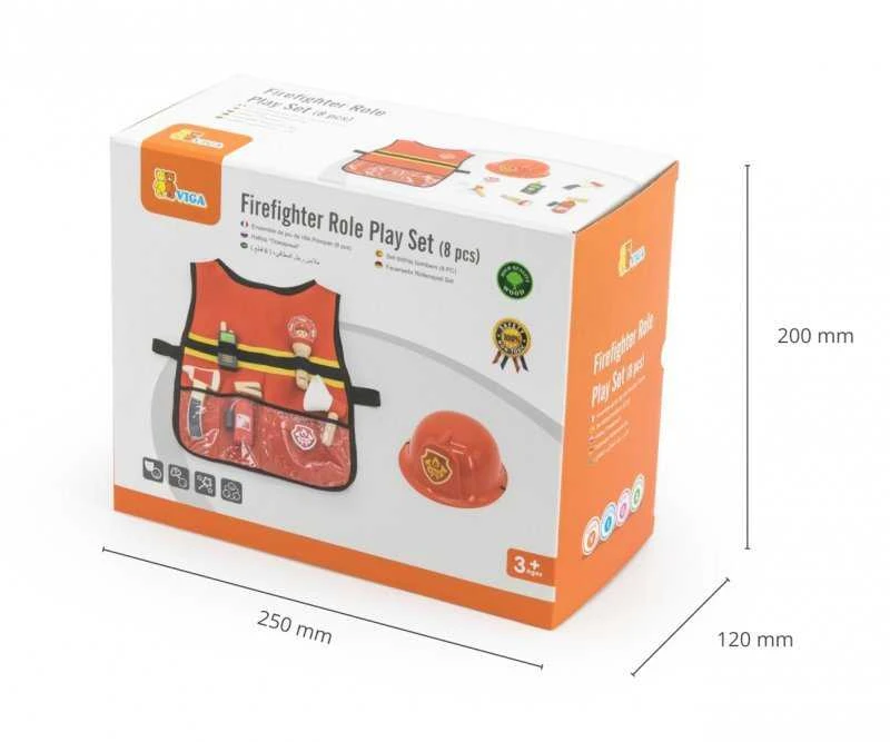 Viga Toys VIGA Mažojo gaisrininko rinkinys su liemene 8vnt