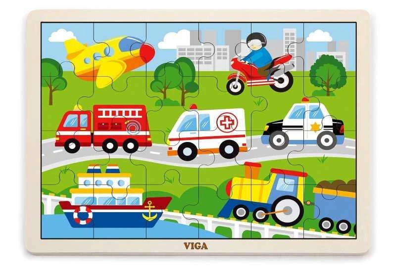 Vaikiška medinė dėlionė Viga Vehicles