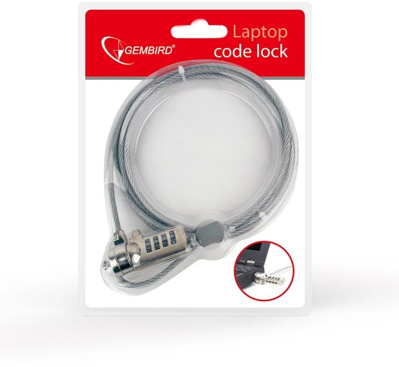Gembird Cable užraktas nešiojamiesiems kompiuteriams (4 skaitmenų derinys) | LK-CL-01