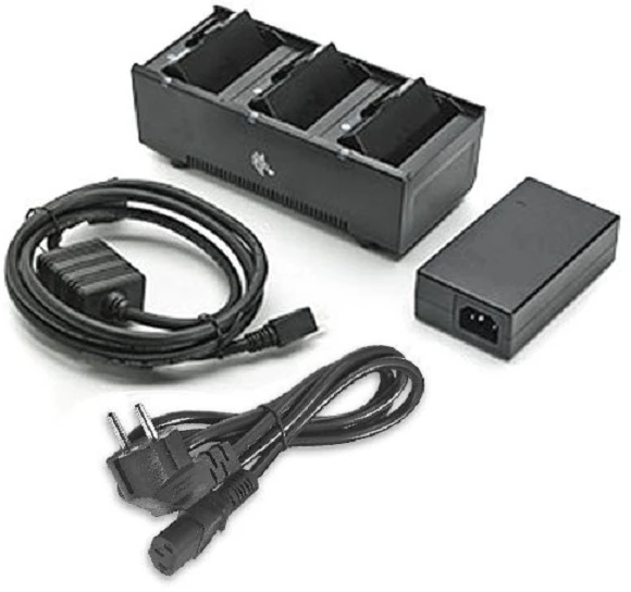 Zebra 3 Slot Baterija Charger; ZQ300 serija; apima maitinimo šaltinį ir ES maitinimo laidą
