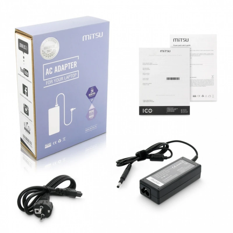 Nešiojamojo Kompiuterio Įkroviklis - Mitsu 19.5V 3.33A HP 65W Juodas