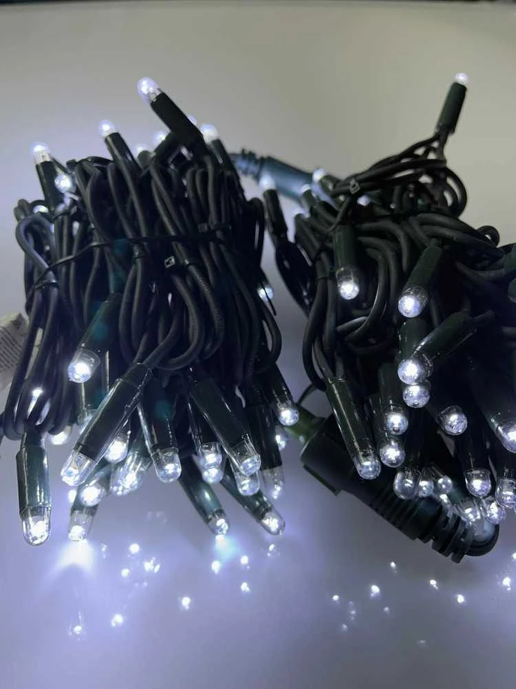 Polamp Profesionali LED lempučių girlianda 10m (5+5) juodu laidu, šaltai baltos spalvos