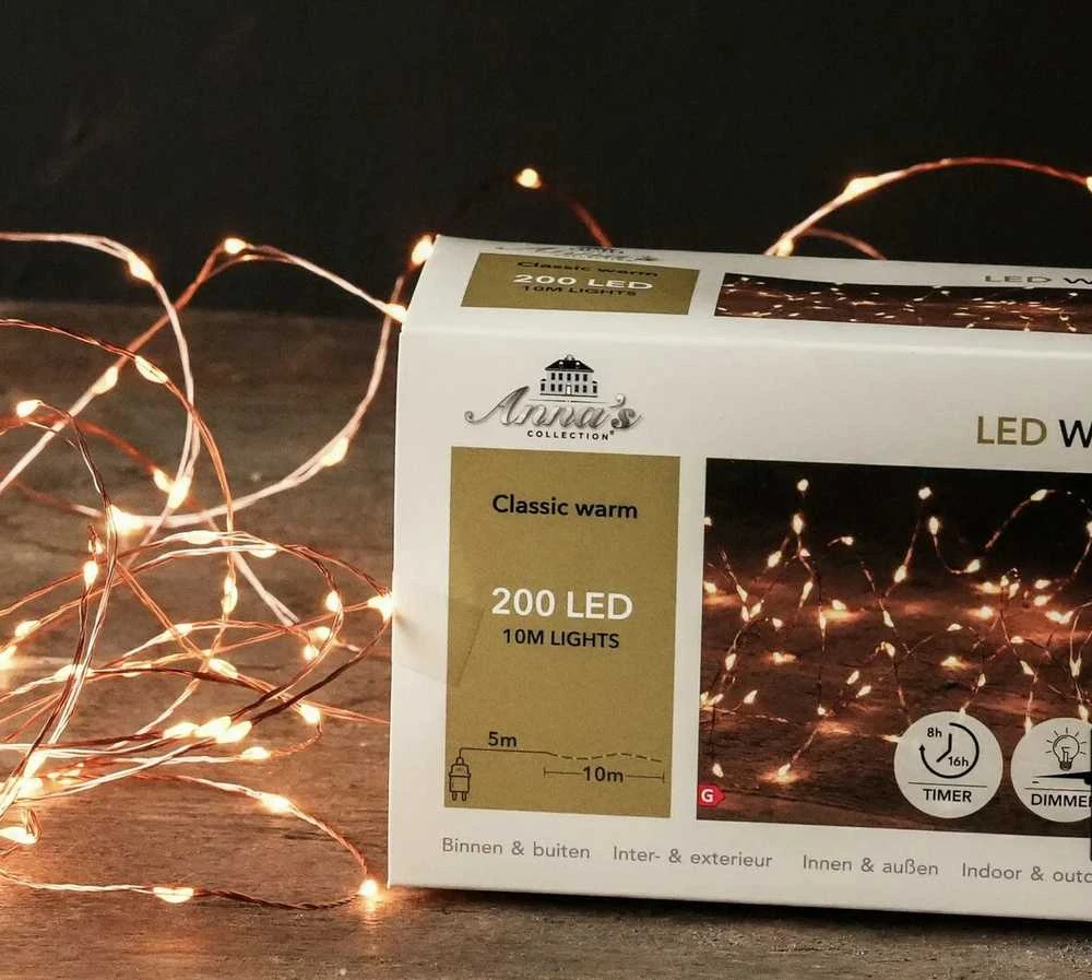 Vielinė LED lempučių girlianda vario spalvos viela 200LED/10m
