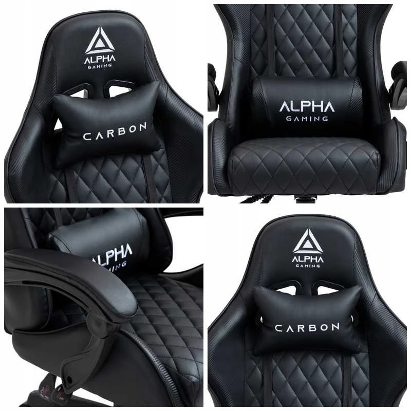Alpha Gaming Juoda žaidimų ir biuro kėdė pasukama ALPHA