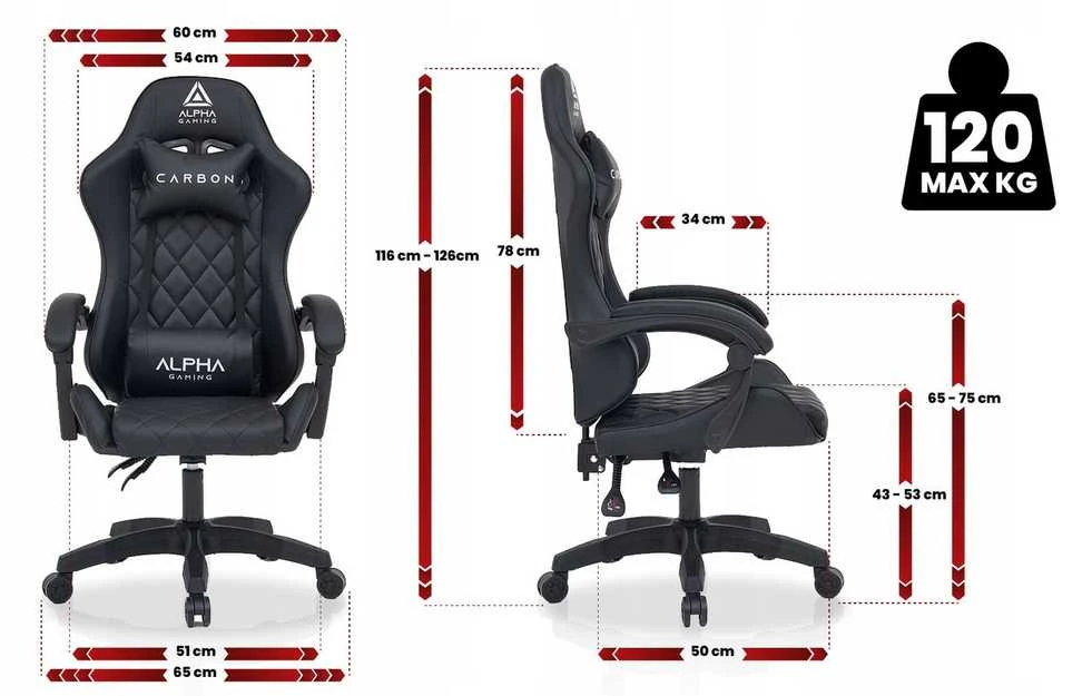 Alpha Gaming Juoda žaidimų ir biuro kėdė pasukama ALPHA